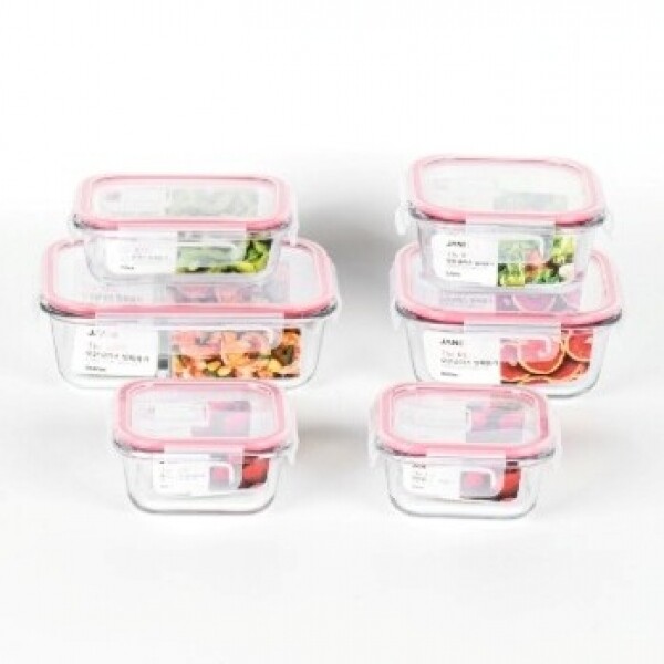 [제이니] 더 레드 오븐글라스 밀폐용기 6종(12P)